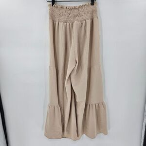 Boho wide leg flare pants beige cream off white medium small